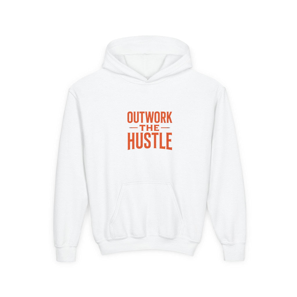 Outwork the Hustle" Youth Hoodie: Soft Cotton-Poly Blend