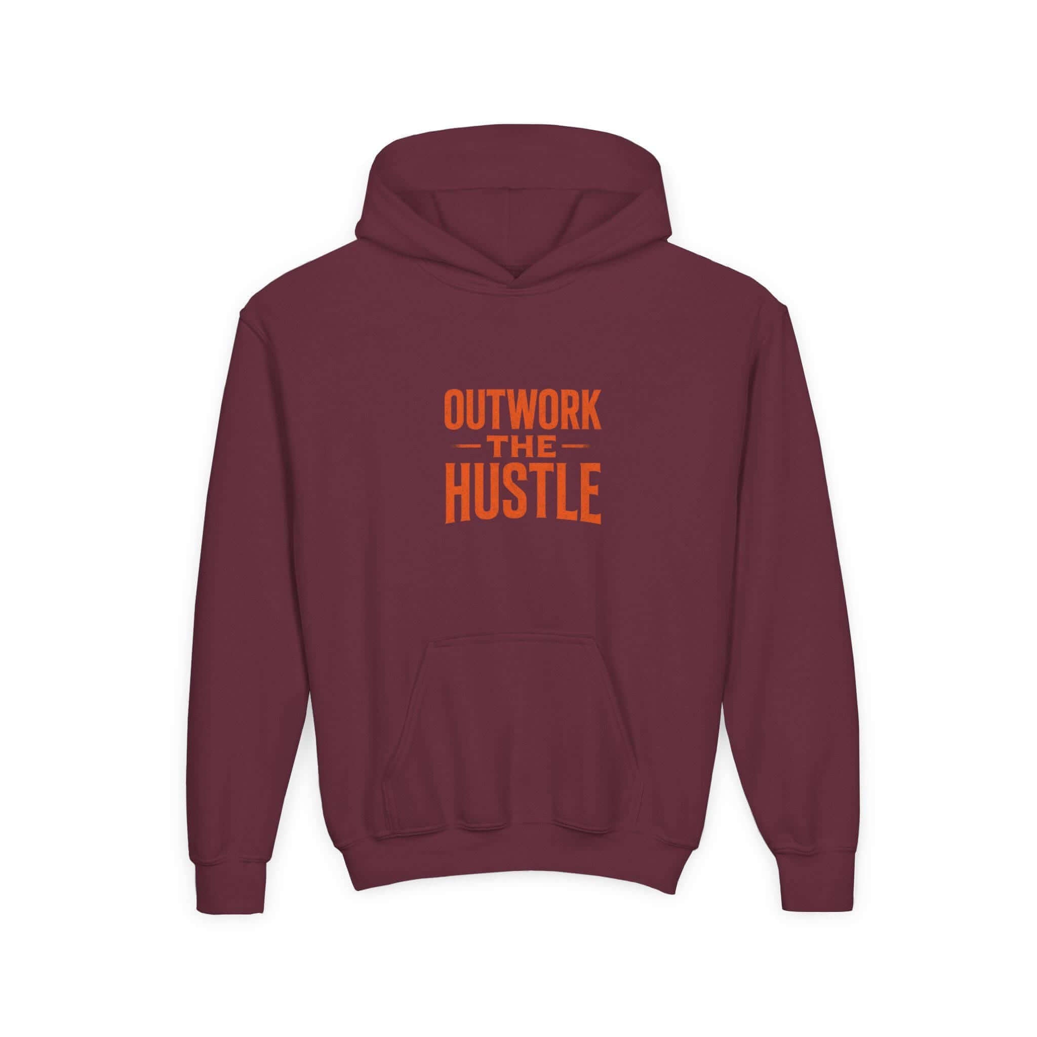 Outwork the Hustle" Youth Hoodie: Soft Cotton-Poly Blend