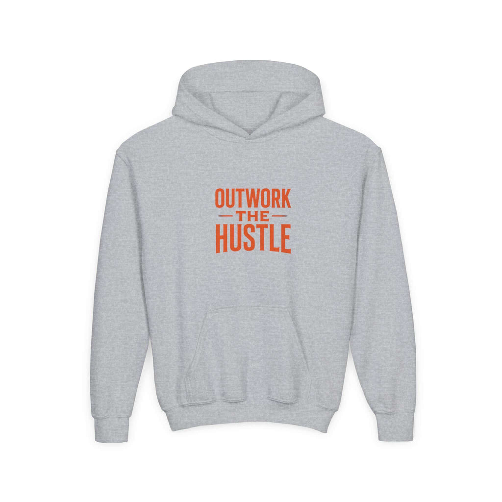 Outwork the Hustle" Youth Hoodie: Soft Cotton-Poly Blend