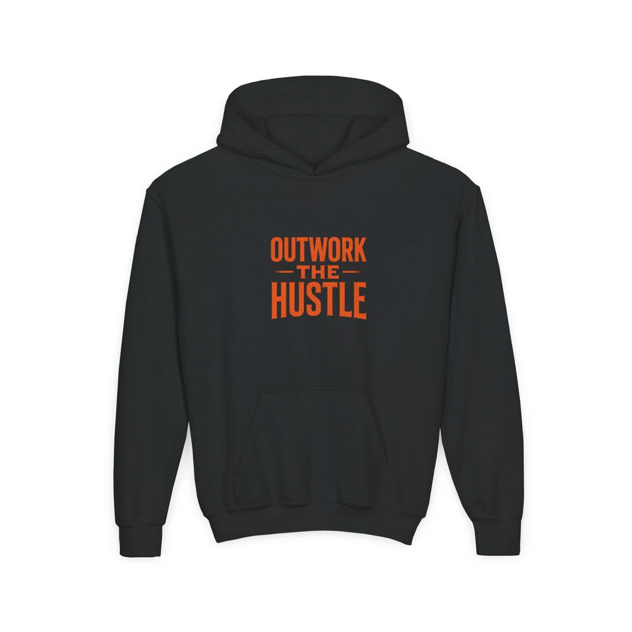 Outwork the Hustle" Youth Hoodie: Soft Cotton-Poly Blend
